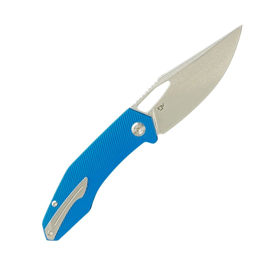Orbital Knives Large Calisto Blue Aluminum Nested Liner Lock Satin 20CV Blade