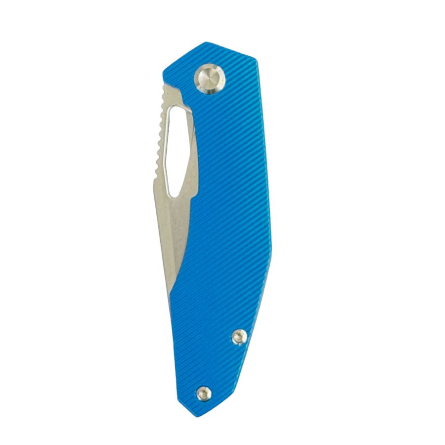Orbital Knives Large Calisto Blue Aluminum Nested Liner Lock Satin 20CV Blade