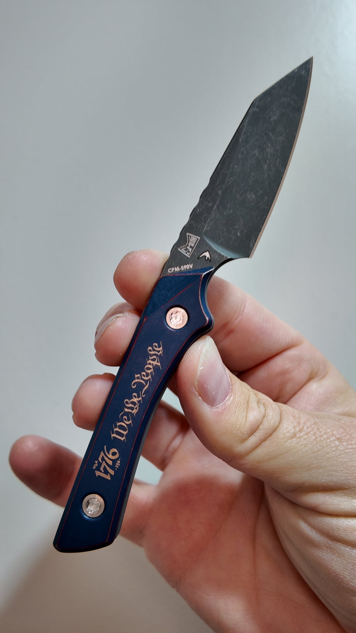 LynchNW Swift 6 250th Anniversary Edition with Titanium Scales, Cerakote and Laser Engraving, Acid Washed S90V Blade with Redeemed Creations Leather Sheath