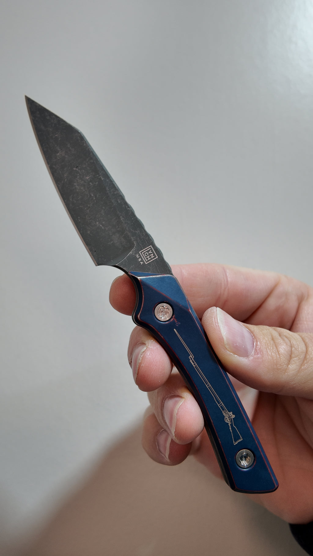 LynchNW Swift 6 250th Anniversary Edition with Titanium Scales, Cerakote and Laser Engraving, Acid Washed S90V Blade with Redeemed Creations Leather Sheath