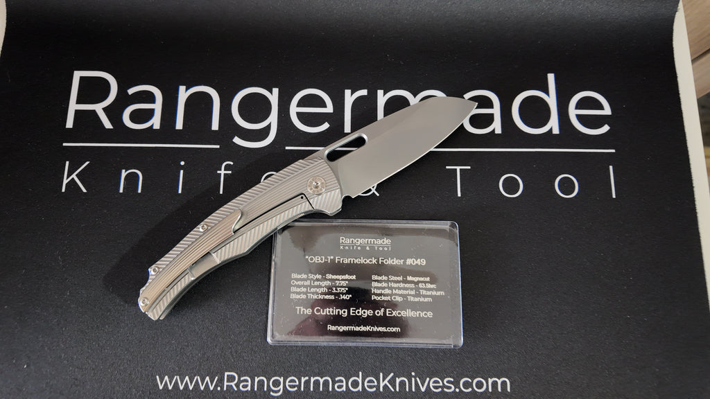 Rangermade Knives OBJ-1 – MagnaCut Sheepsfoot – Titanium – USA Made