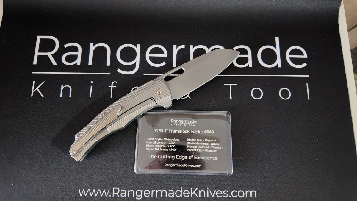 Rangermade Knives OBJ-1 – MagnaCut Sheepsfoot – Titanium – USA Made