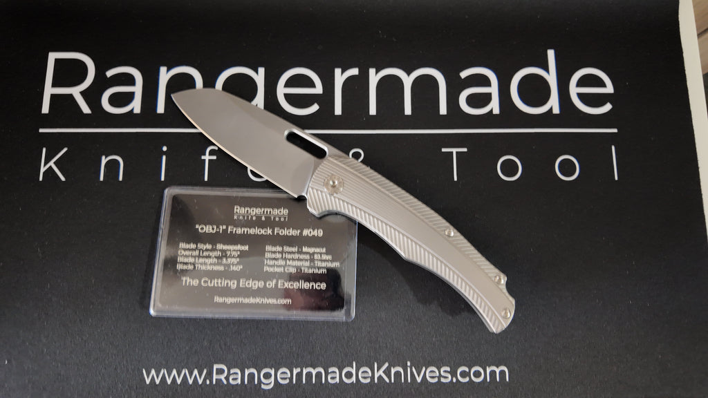 Rangermade Knives OBJ-1 – MagnaCut Sheepsfoot – Titanium – USA Made