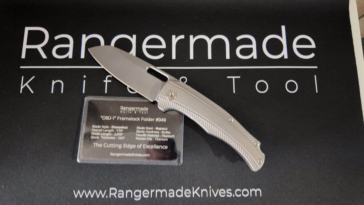 Rangermade Knives OBJ-1 – MagnaCut Sheepsfoot – Titanium – USA Made