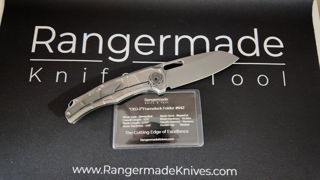 Rangermade Knives OBJ-2 – MagnaCut Sheepsfoot – Titanium – USA Made