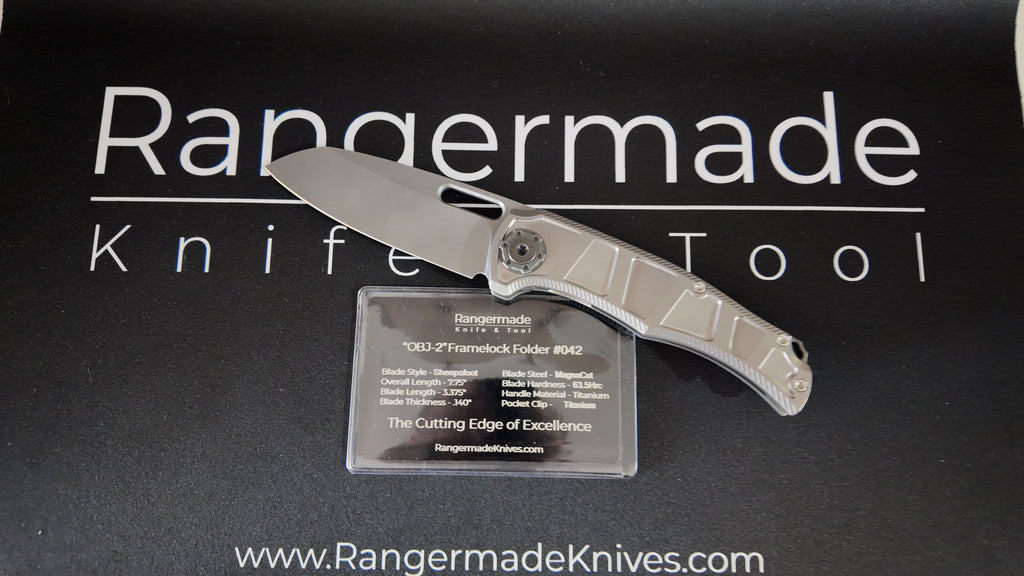 Rangermade Knives OBJ-2 – MagnaCut Sheepsfoot – Titanium – USA Made