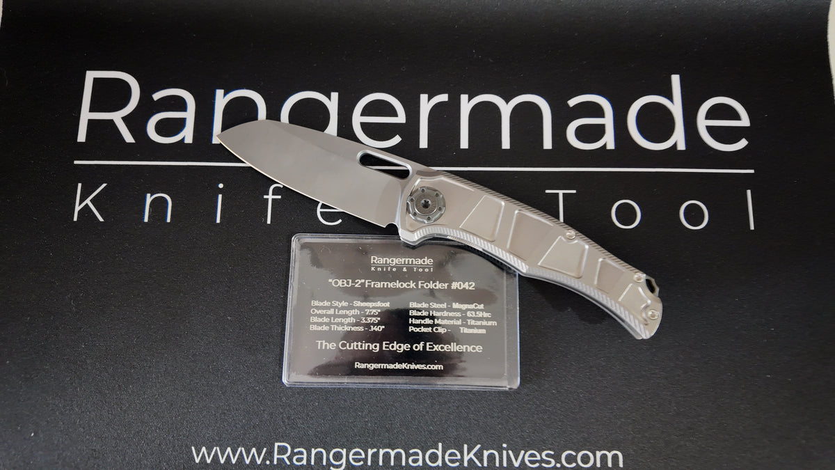 Rangermade Knives OBJ-2 – MagnaCut Sheepsfoot – Titanium – USA Made