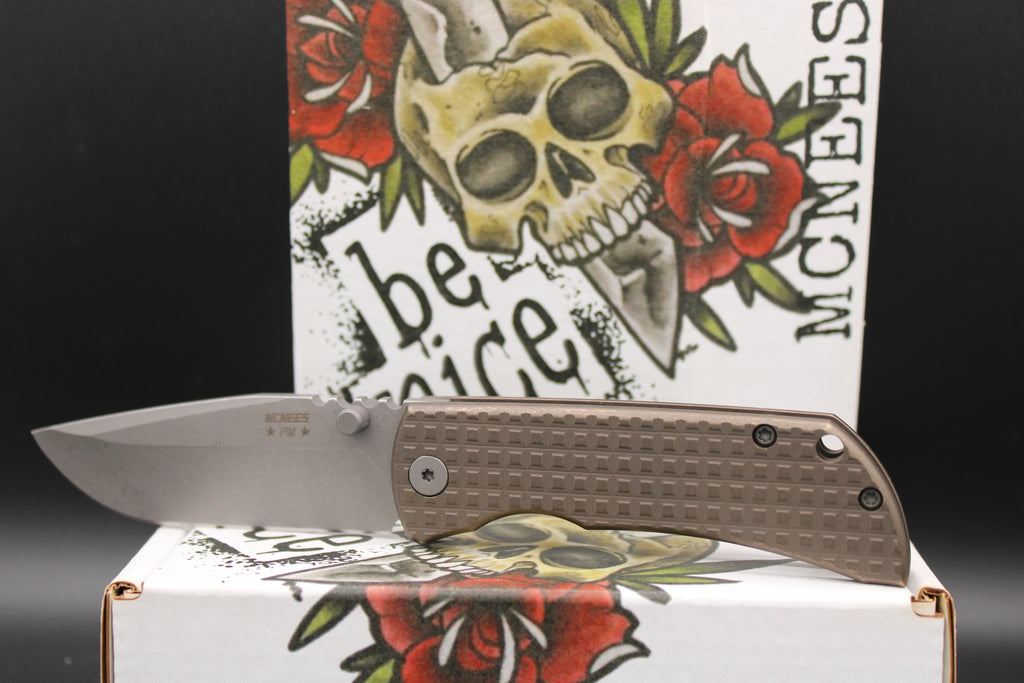 McNees Knives PM Mac 2 3" Hollow ground Atomic Magnacut Blade Frag Pattern