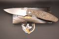 Three Rivers Manufacturing Atom Mokume Carbon Fiber Scales 20CV Steel Flat Ground Blade with Liner Lock