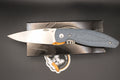 Three Rivers Manufacturing Atom Blue Denim Micarta Scales Magnacut Steel Flat Ground Blade with Liner Lock