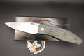 Three Rivers Manufacturing Atom Bolt Camo Carbon Fiber Scales 20CV Steel Flat Ground Blade with Liner Lock