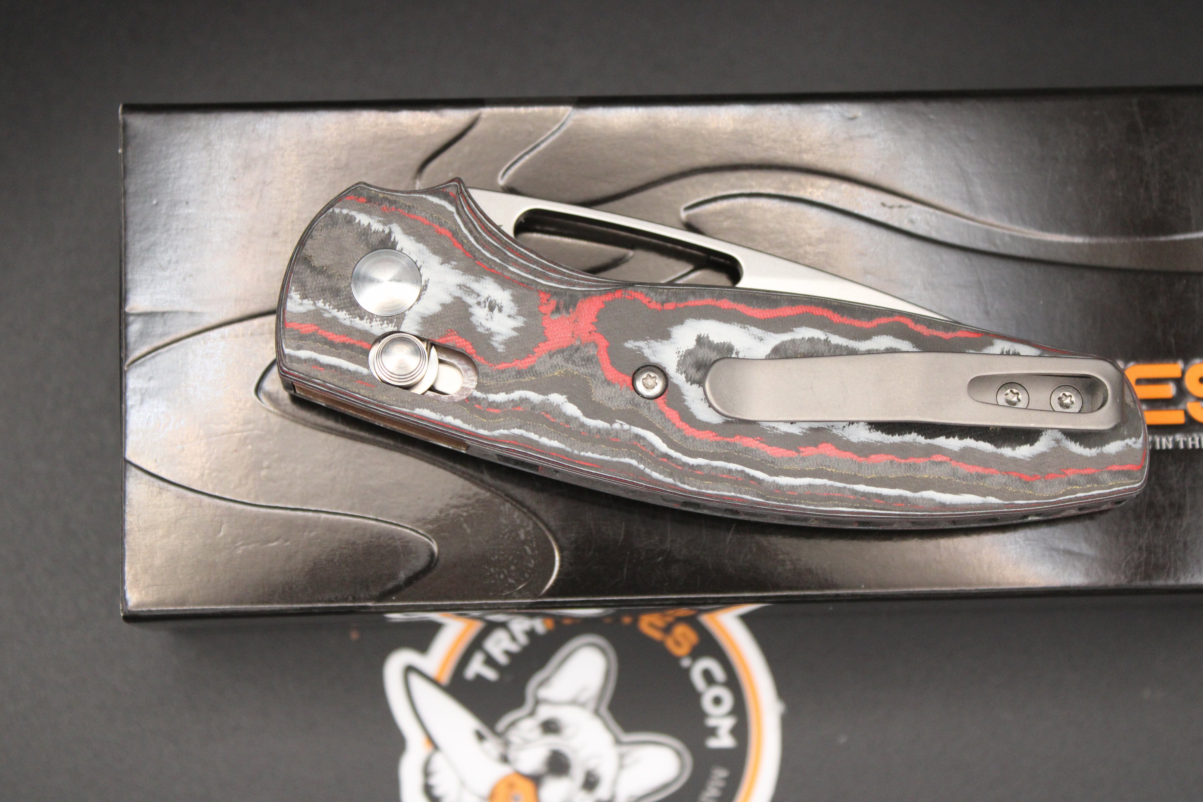 Three Rivers Manufacturing Bulldog Rev B River-LOK 3D Contoured Santa Clara Camo Carbon Fiber Magnacut Blade Steel