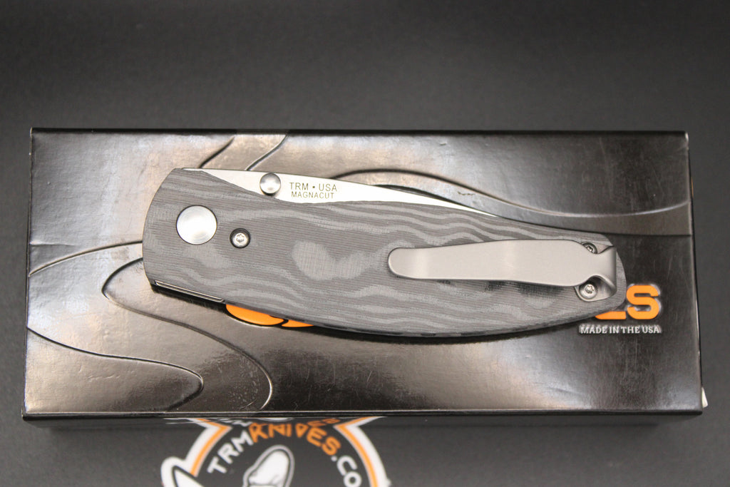 TRM-Three Rivers Manufacturing Neutron 2 Black Pearl Camo Contoured Carbon Fiber Scales Liner Lock Magnacut Steel Blade