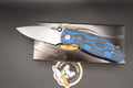 TRM-Three Rivers Manufacturing Neutron 2 Blue Serpent G10 and Carbon Fiber Contoured Scales Liner Lock Magnacut Steel Blade