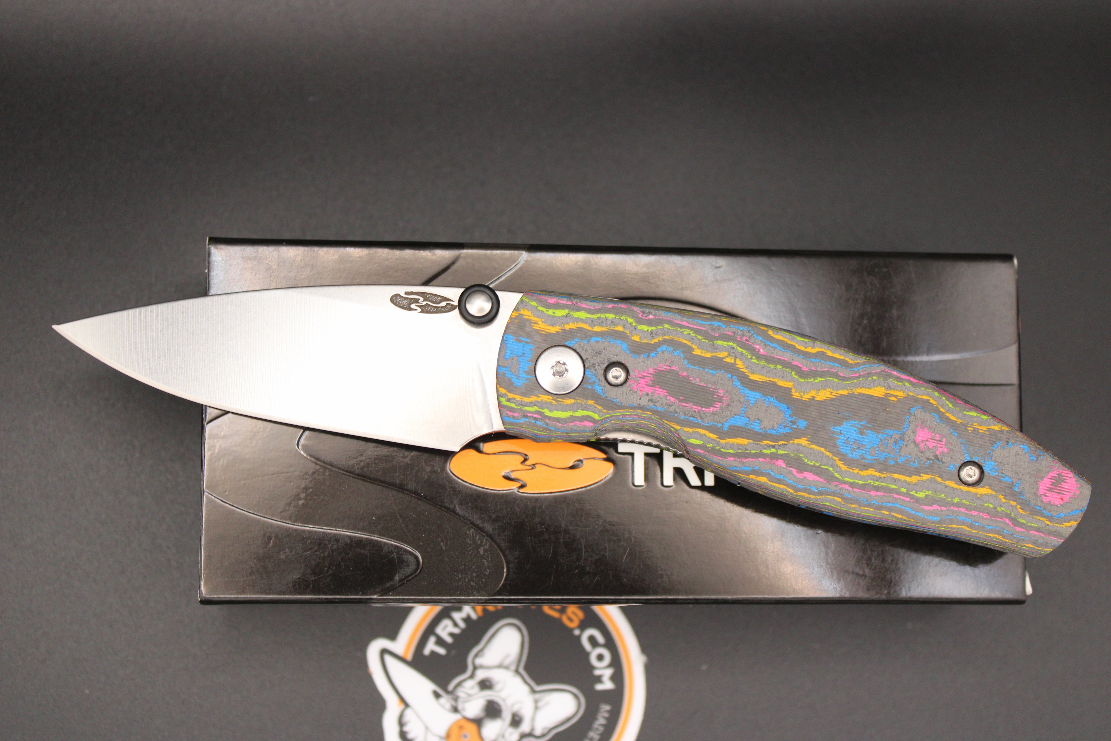 TRM-Three Rivers Manufacturing Neutron 2 80s Camo Contoured Carbon Fiber Scales Liner Lock Magnacut Steel Blade