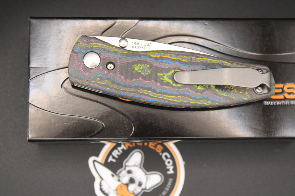 TRM-Three Rivers Manufacturing Neutron 2 80s Camo Contoured Carbon Fiber Scales Liner Lock Magnacut Steel Blade