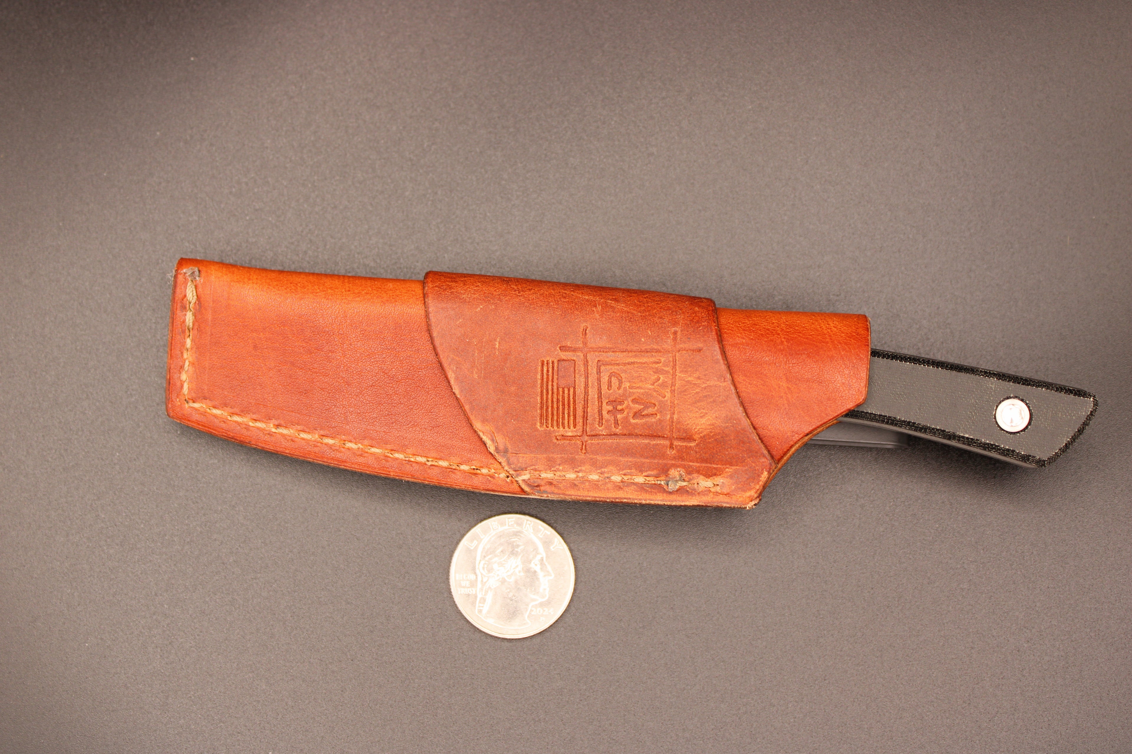 10V LynchNW Swift Six Fixed Blade Micarta Handle with Heroic EDC Logo and Leather Sheath