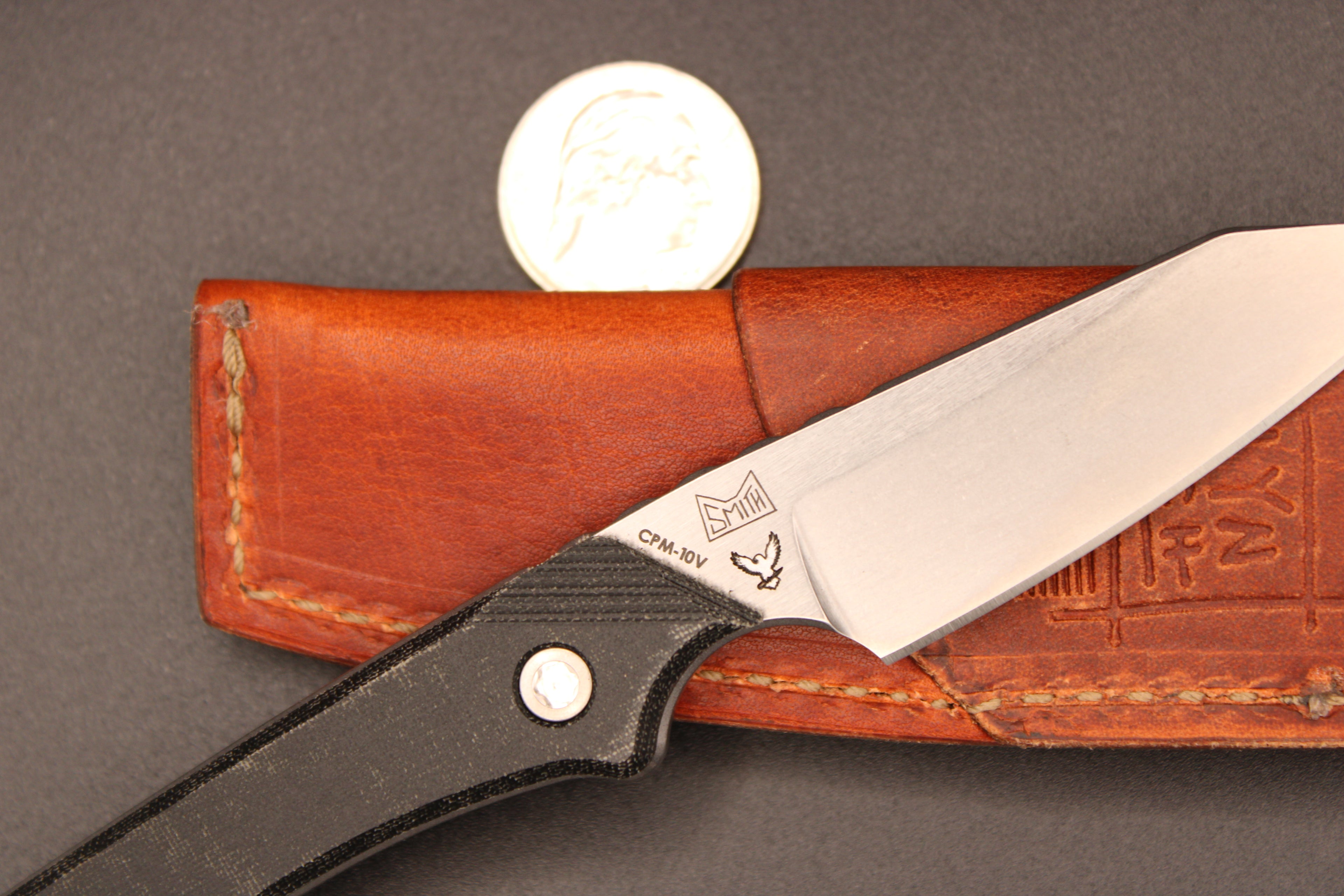 10V LynchNW Swift Six Fixed Blade Micarta Handle with Heroic EDC Logo and Leather Sheath