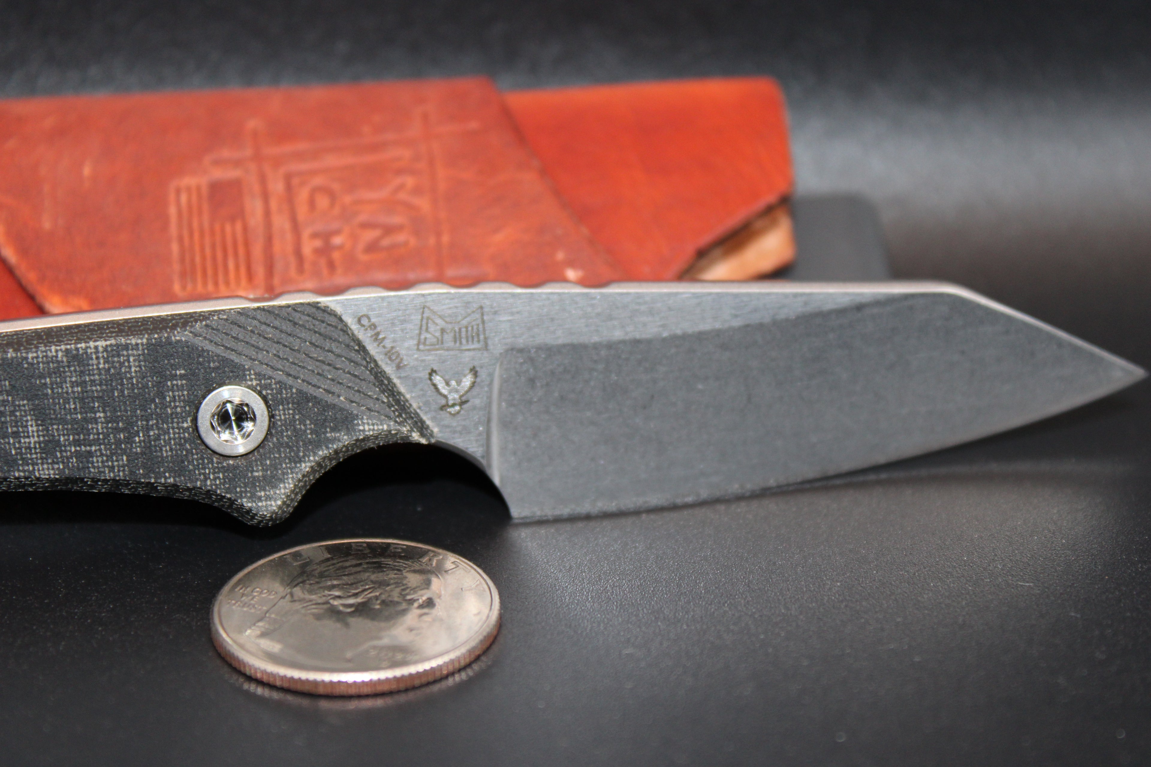 10V LynchNW Swift Six Fixed Blade Micarta Handle with Heroic EDC Logo and Leather Sheath
