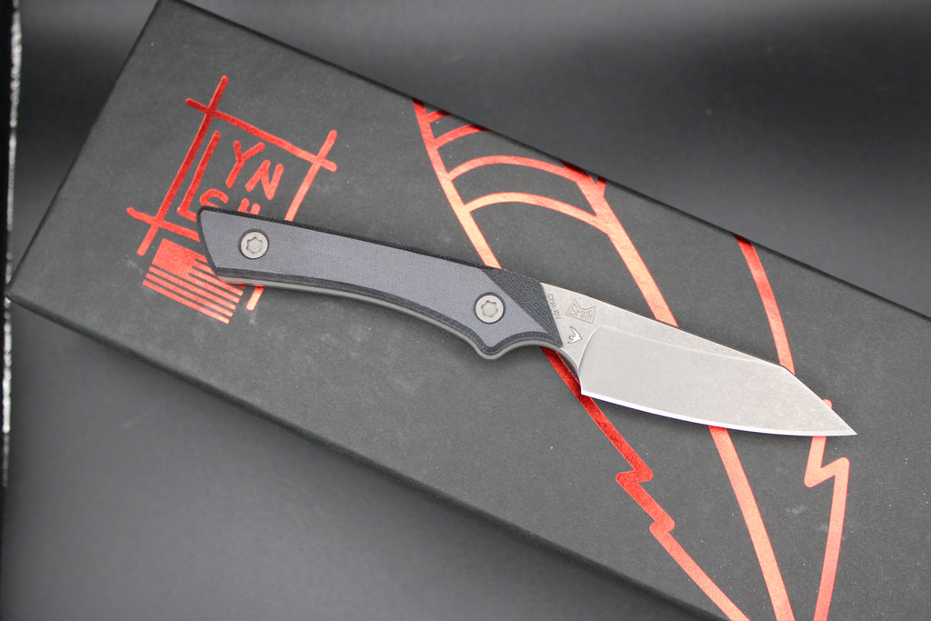 Working Finish 10V LynchNW Swift Six Fixed Blade Double Black Micarta Handle with Leather Sheath