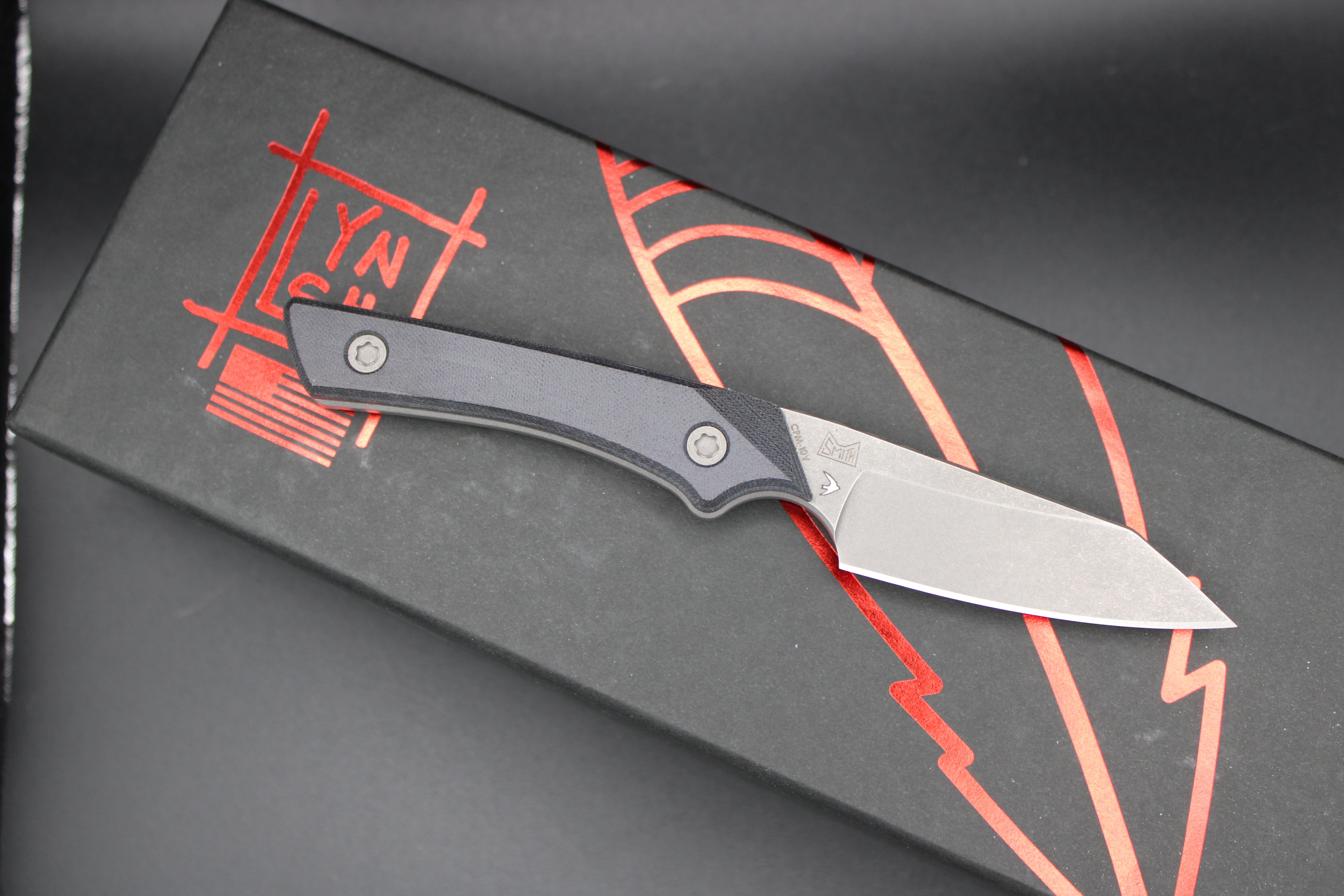 Working Finish 10V LynchNW Swift Six Fixed Blade Double Black Micarta Handle with Leather Sheath