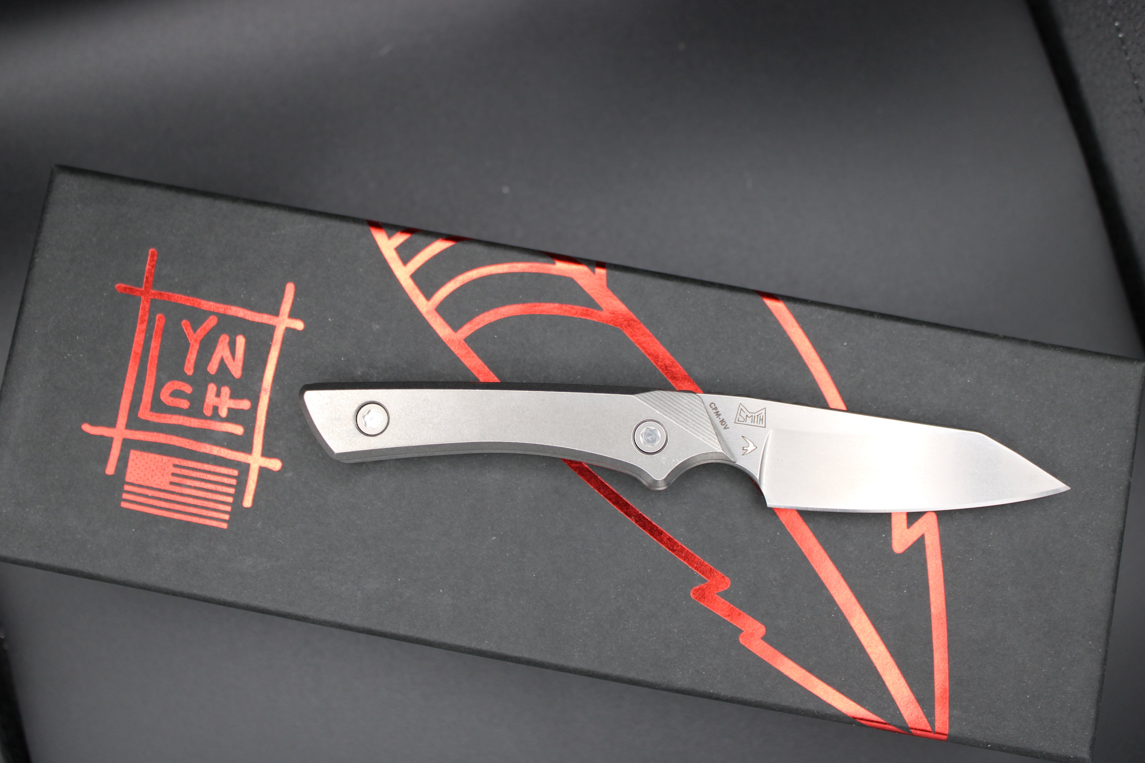 10V LynchNW Swift Six Fixed Blade Titanium Handle with Leather Sheath