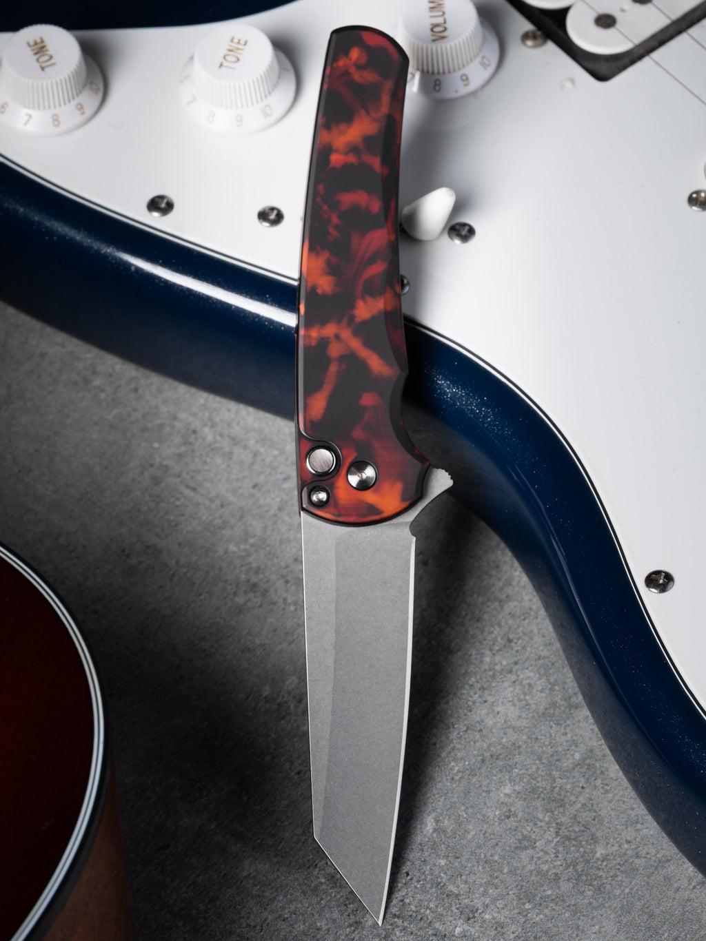 Pro-Tech Del Fuego Malibu Button Lock Flipper Magnacut Reverse Tanto Blade Stonewashed