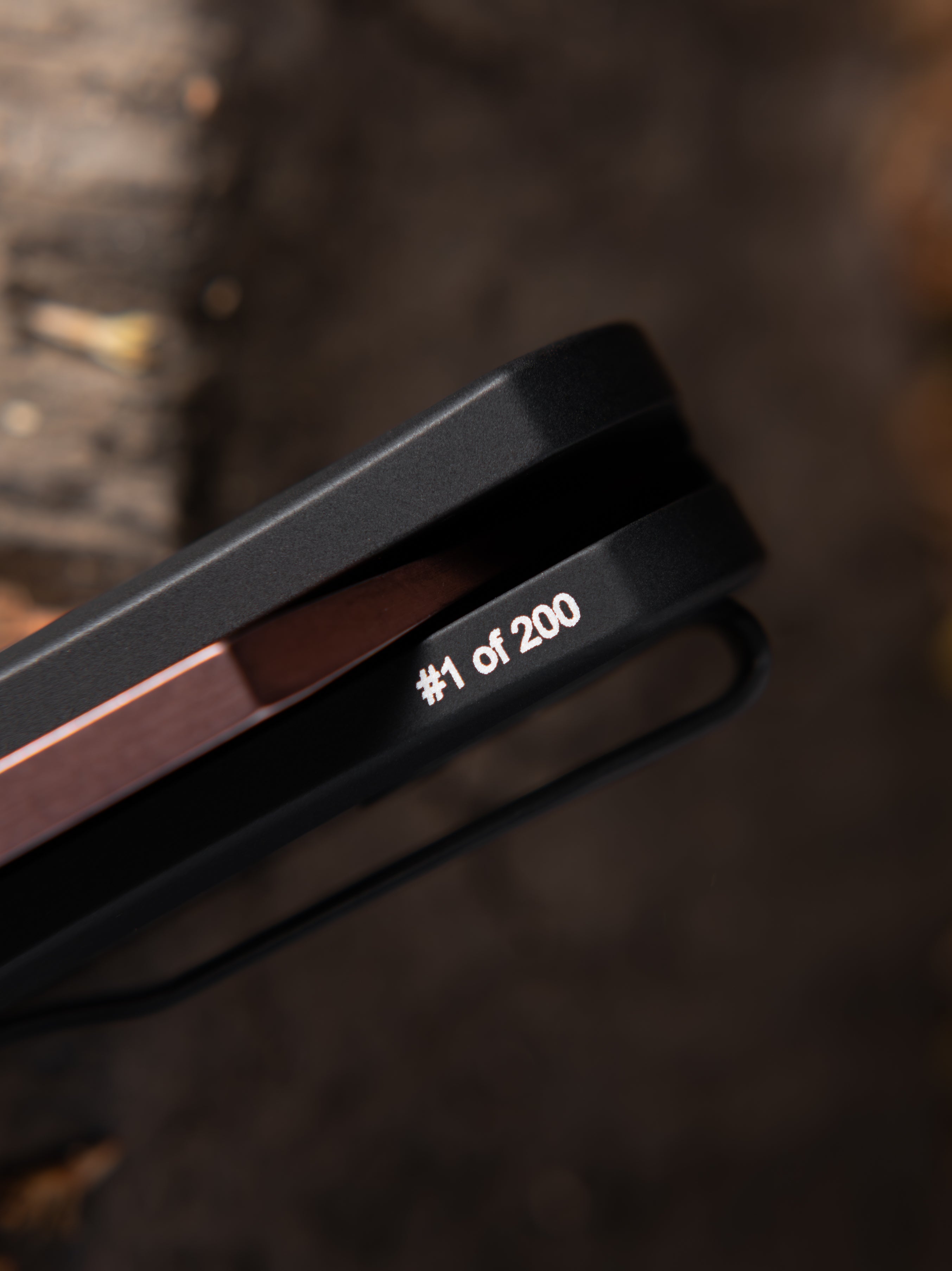 Pro-Tech Malibu Flipper Black Aluminum Handle Copper Rose PVD Magancut Reverse Tanto Blade Serialized out of 200