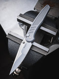 Pro-Tech Custom Avalon With Grey Aluminum Handles Mike Irie Compound Ground Mirror Polished 154cm Blade steel Serialized out of 100