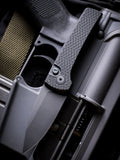 Pro-Tech Compact Scapegoat Operator – Ramon Chaves Design, Black Carbide Textured Aluminum Handle, Sterile DLC MagnaMax Blade, Tritium Push Button