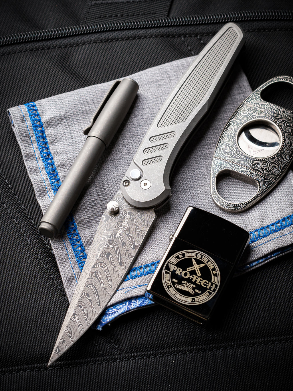 Pro-Tech Custom Peace Neighbor Designed Avalon Steel Handles Nichols Boomerang Damascus Blade