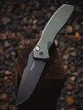 Spartan Blades and Pro-Tech Collaboration Pallas Carbide Texture Green Battleworn Aluminum handle DLC Magnacut Blade with Mosaic Button. Serialized out of 60