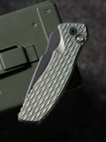 Spartan Blades x Pro-Tech Custom Pallas – Distressed Green/Gold Anodized Lattice Textured Titanium Handles, Black DLC MagnaCut Blade, Mosaic Pin, Titanium Deep-Carry Clip