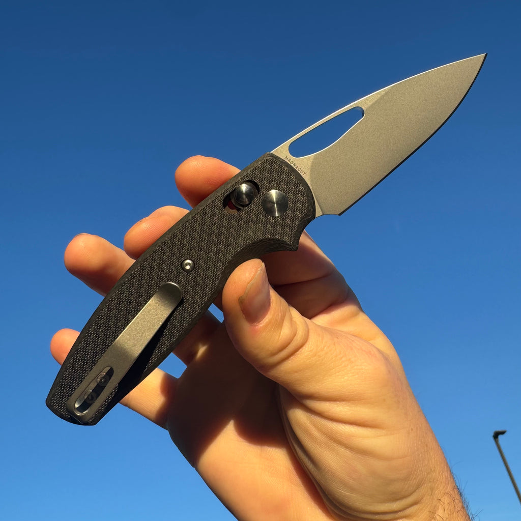 Three Rivers Manufacturing Bulldog Rev B River-LOK Flat Textured Carbon Fiber Magnacut Blade Steel